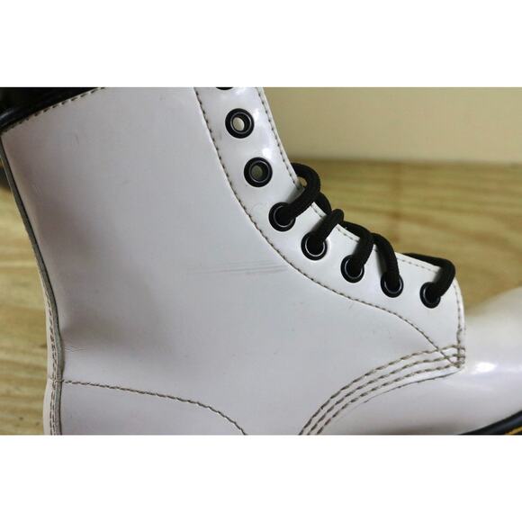Doc Dr Martens Boots Womens 5 White Combat Lace Up 1450 Air Wair - Picture 9 of 13
